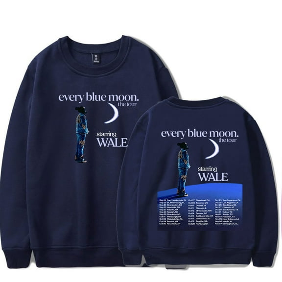 Wale Every Blue Moon Tour 2024 Crewneck Sweatshirt Unisex Fashion Long Sleeve Top