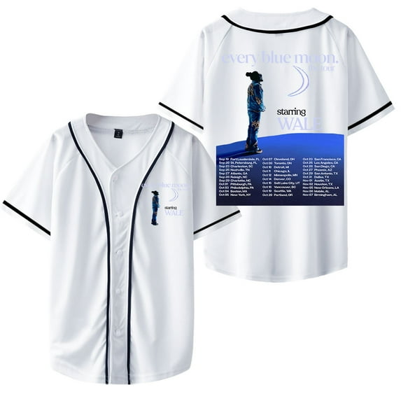 Wale Every Blue Moon Tour 2024 Jersey Unisex Casual Short Sleeve Shirt Baseball Jersey