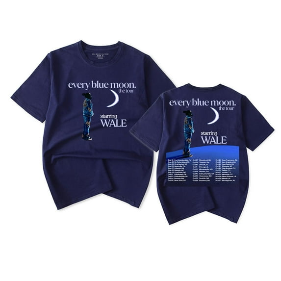 Wale Every Blue Moon Tour 2024 T-shirt Women Men Casual Fashion Short Sleeve Tee