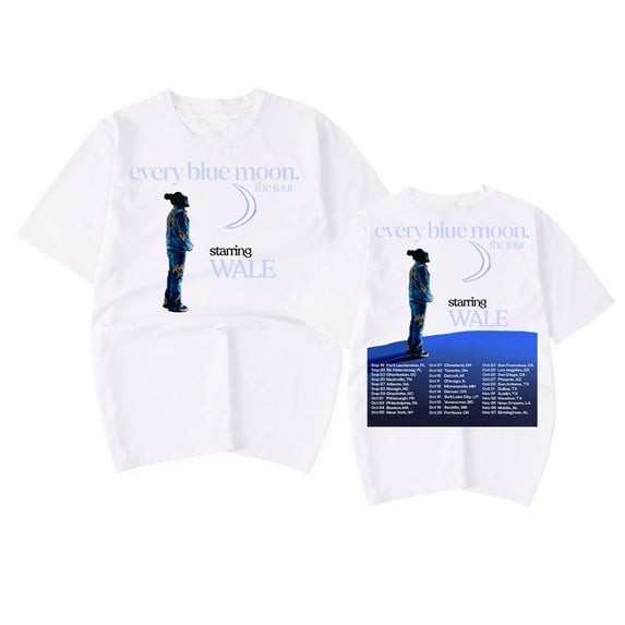 Wale Every Blue Moon Tour 2024 T-shirt Women Men Casual Fashion Short Sleeve Tee