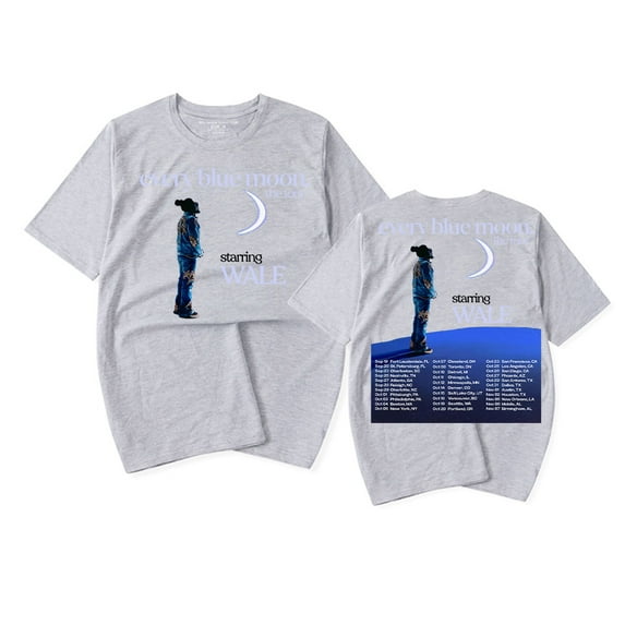 Wale Every Blue Moon Tour 2024 T-shirt Women Men Casual Fashion Short Sleeve Tee