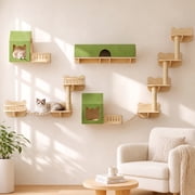 Waleaf 16 Piece Cat Wall Shelves for Indoor cats,Wall Mounted Cat Climber Set with House,Tunnel,Bridge,Steps,Scratcher,Bed