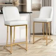 Waleaf 26'' Leather Counter Height Barstools Set of 2, Modern Upholstered Counter Stools with Back