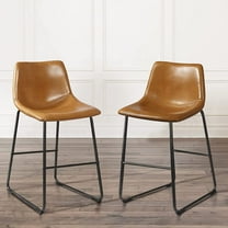 Waleaf 26 inch Bar Stools Set of 2,Counter Height Bar Stools with Back, Modern PU Leather Stools with Metal Leg and Footrest
