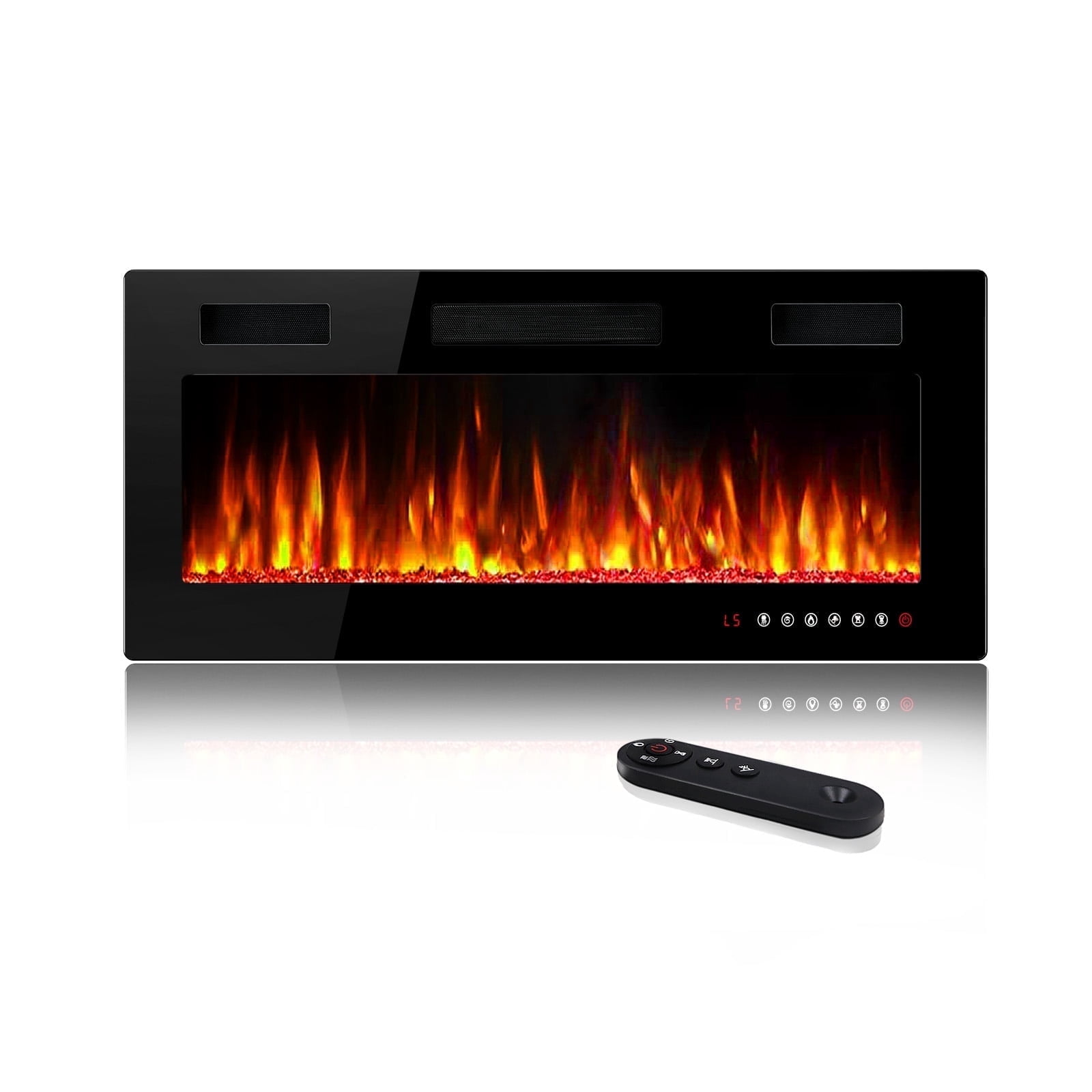 Waleaf 36” Electric Fireplace Ultra Thin Fireplace Heater, Recessed Wall Mounted Fireplace with Multicolor Flame & Remote Control