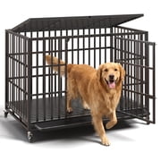 Waleaf 48 Inch Heavy Duty Dog Crate, Indestructible Dog Kennel Indoor, Escape Proof Pet Cage for Large Dogs, High Anxiety Dog Crate with Double Door, Lockable W