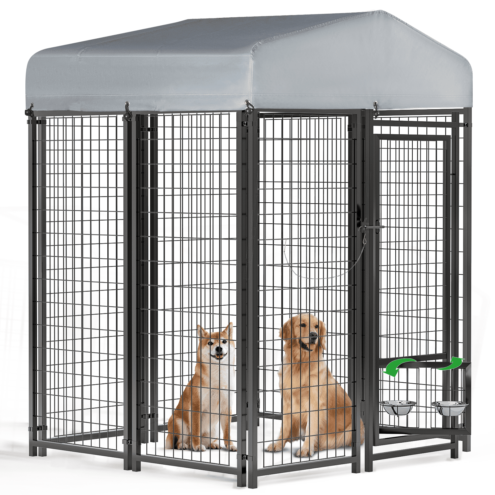 Waleaf Outdoor Dog Kennel 4x4x6 FT, Large Durable Pet Cage for Big Dogs