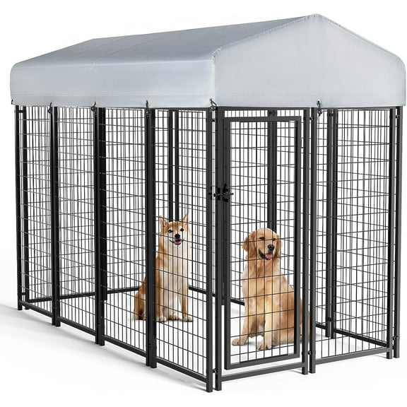 Waleaf 4x4x6 FT Outdoor Dog Kennel for Large Dogs,Large Outdoor Dog Kennel,Pet Dog Run Enclosures for Dog Crate Outdoor Metal Galvanized Welded with Waterproof UV-Resistant Cover and Secure Lock