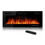 Waleaf 50” Ultra Thin Electric Fireplace Heater, Recessed Wall Mounted Fireplace with Multicolor Flame & Remote Control