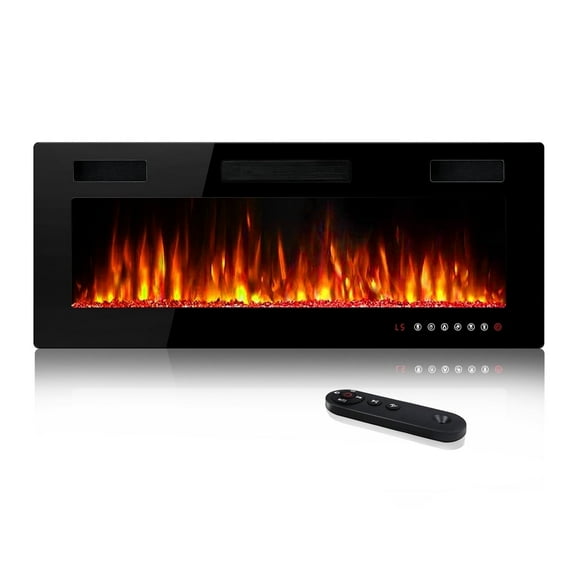 Waleaf 50” Ultra Thin Electric Fireplace Heater, Recessed Wall Mounted Fireplace with Multicolor Flame & Remote Control