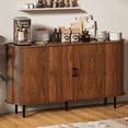 thumbnail image 1 of Waleaf 55" Sideboard Buffet Cabinet with Tambour Sliding Doors, Mid-Century Modern Fluted Console Table for Coffee Bar & Dining Room, 1 of 7