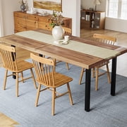 Waleaf 69 Acacia Wood Dining Table Set for 6-8 Person, Natural Indoor Outdoor Kitchen Table with Iron Legs