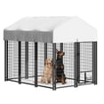 thumbnail image 1 of Waleaf 6x4x4 Outside Dog Kennel with Roof for Large Dogs,Heavy Duty Welded Wire Steel Dog Playpen Fence with Secure Lock, Pet Pen with UV-Resistant Waterproof Cover (69.1''L x 50.4''W x 56.6'H), 1 of 7