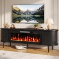 thumbnail image 1 of Waleaf 70" Fluted TV Stand with 40" Electric Fireplace, Mid Century Modern Entertainment Center for TVs Up to 80", Sliding Door Media Console for Living Room, Bedroom, 1 of 8
