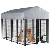 Waleaf 8x4x4 ft Outdoor Dog Kennel Cage for Large Dogs,Large Dog Kennel with Rotating Bowls for Outdoor,Pet Dog Run Enclosures for Dog Crate with Waterproof UV-