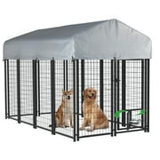 Waleaf 8x4x4 FT Outdoor Dog Kennel for Large Dogs,Large Dog Kennel with Rotating Bowls for outdoor,Pet Dog Run Enclosures for Dog Crate with Waterproof UV-Resistant Cover and Secure Lock