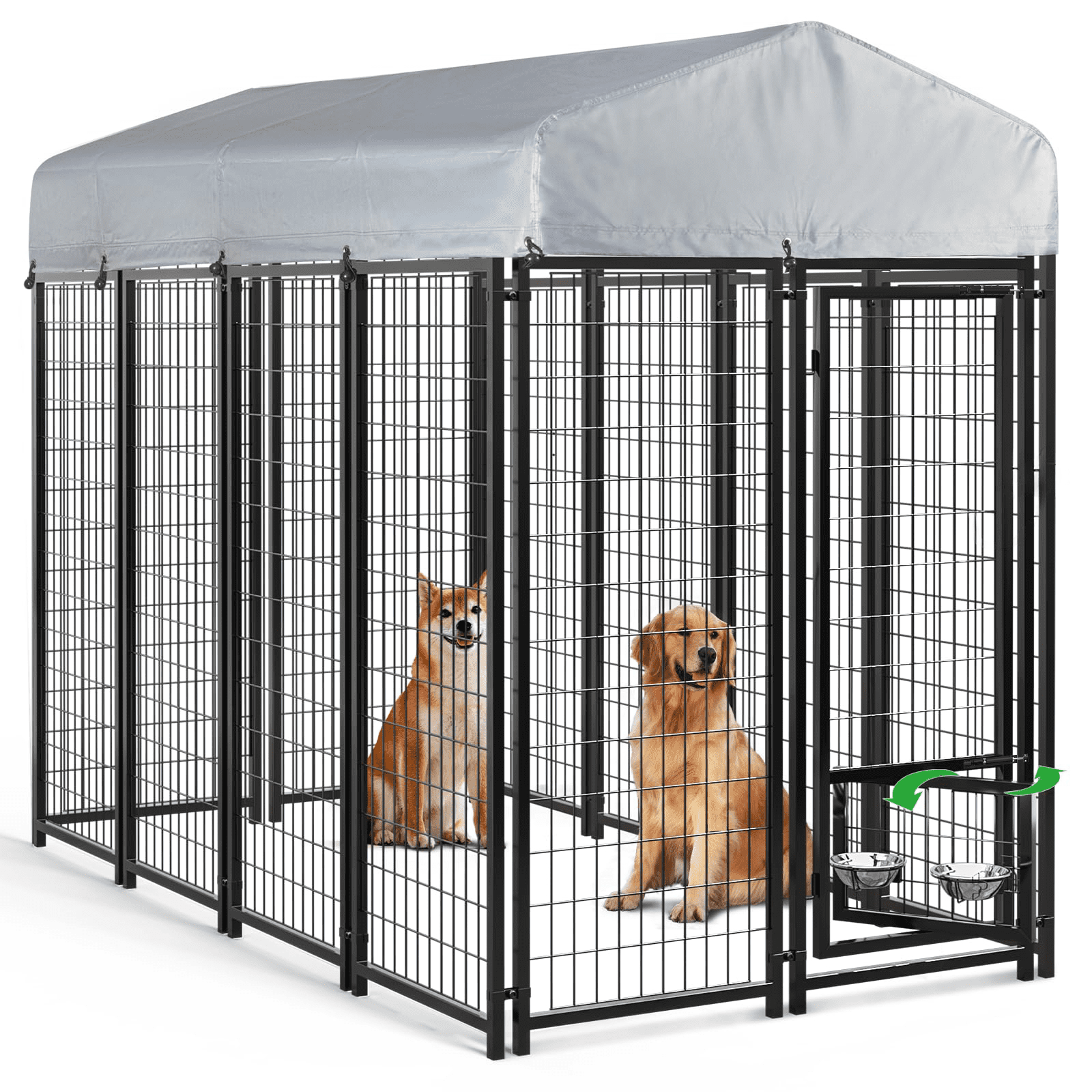 Waleaf 8x4x6 FT Outdoor Dog Kennel for Large Dogs,Large Outdoor Dog Kennel,Pet Dog Run Enclosures for Dog Crate Outdoor Metal Galvanized Welded with Waterproof UV-Resistant Cover and Secure Lock