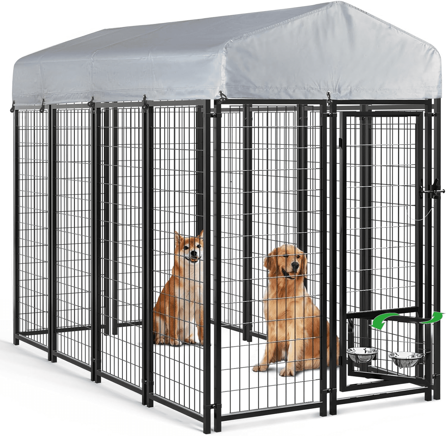Waleaf 8x4x6 FT Outdoor Dog Kennel for Large Dogs,Large Outdoor Dog Kennel,Pet Dog Run Enclosures for Dog Crate Outdoor Metal Galvanized Welded with Waterproof UV-Resistant Cover and Secure Lock