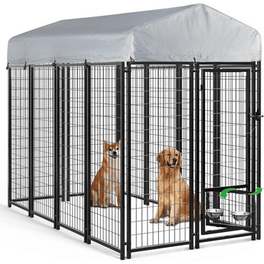 Waleaf 8x4x6 FT Outdoor Dog Kennel for Large Dogs,Large Outdoor Dog Kennel,Pet Dog Run Enclosures for Dog Crate Outdoor Metal Galvanized Welded with Waterproof UV-Resistant Cover and Secure Lock