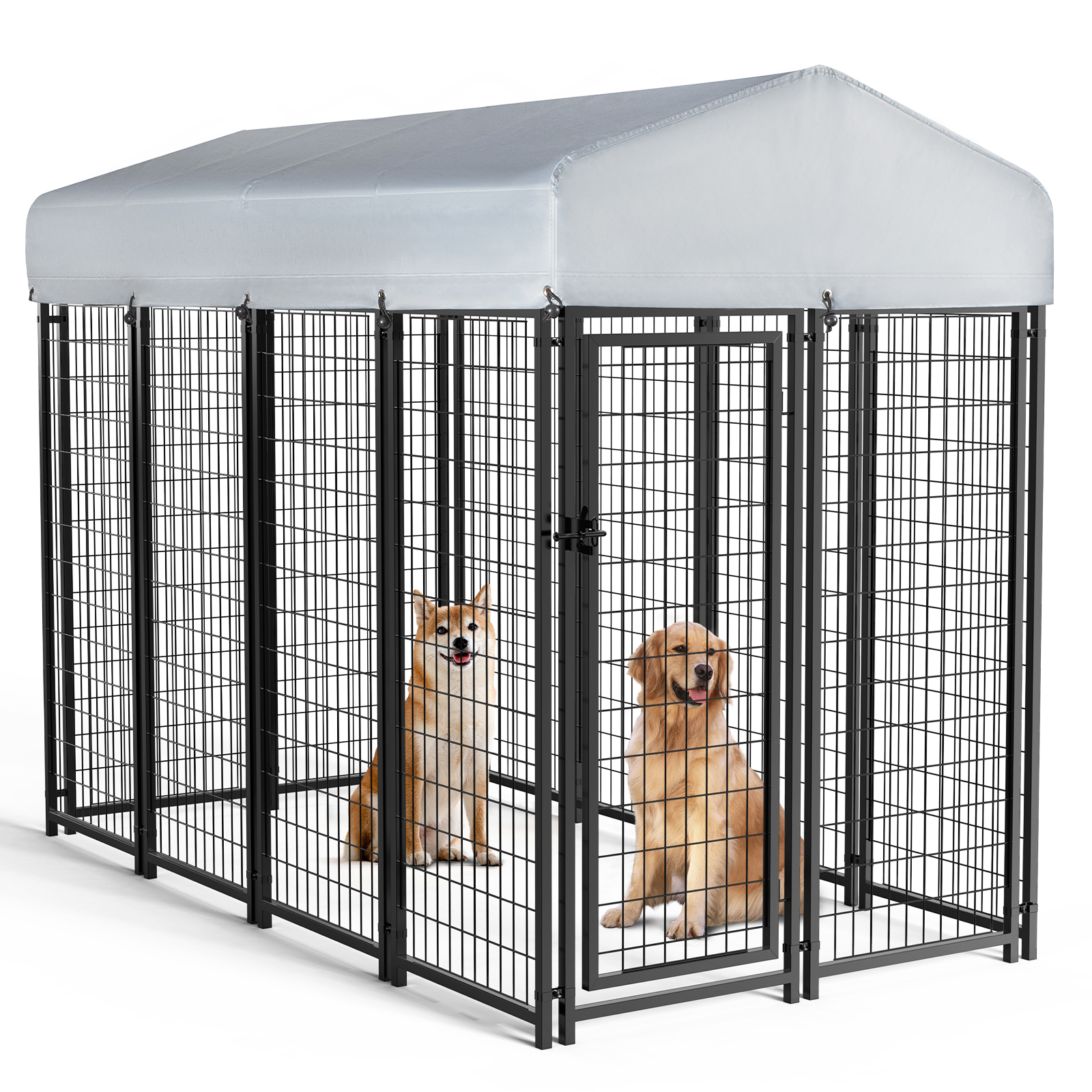 Waleaf 8x4x6 FT Outdoor Dog Kennel Cage for Large Dogs,Large Dog Kennel Outdoor  Bowl, Pet Dog Run Enclosures with Waterproof UV-Resistant Cover and Secure Lock