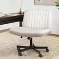 thumbnail image 1 of Waleaf Armless Office Chair with Wheels, Criss Cross Desk Chair, Wide Seat Adult Vanity Chair,Beige, 1 of 9