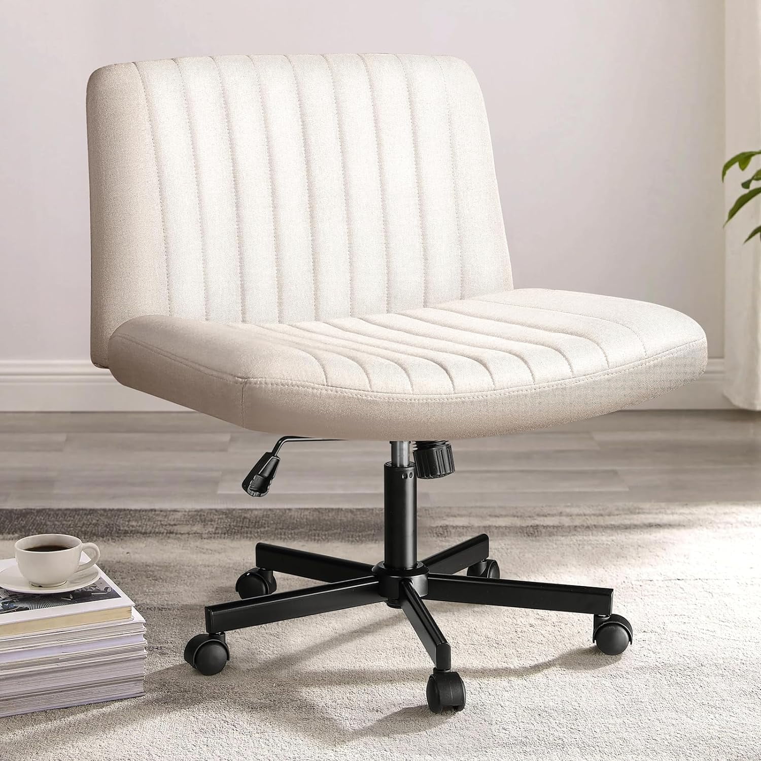 Waleaf Armless Office Chair With Wheels Criss Cross Desk Chair Wide   Waleaf Armless Office Chair With Wheels Criss Cross Desk Chair Wide Seat Adult Vanity Chair Beige 73c407ef 9c6d 45da B0ed D193e6dc6d85.91aa7054cbe06096d5412c11bb594bc2 