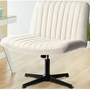 Waleaf Armless Office Desk Chair No Wheels,Fabric Padded Criss Cross Legged Office Chair,Swivel Vanity Chair