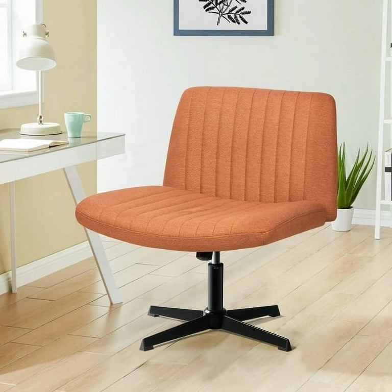 Waleaf Armless Desk Chair, Fabric Padded Swivel Vanity Chair