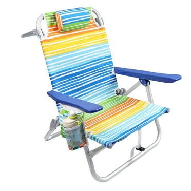 WaleafBackpack Beach Chairs for Adults, Folding Heavy Duty Camping Chair with Large Pockets and Cup Holder