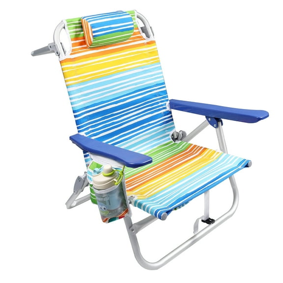 WaleafBackpack Beach Chairs for Adults, Folding Heavy Duty Camping Chair with Large Pockets and Cup Holder