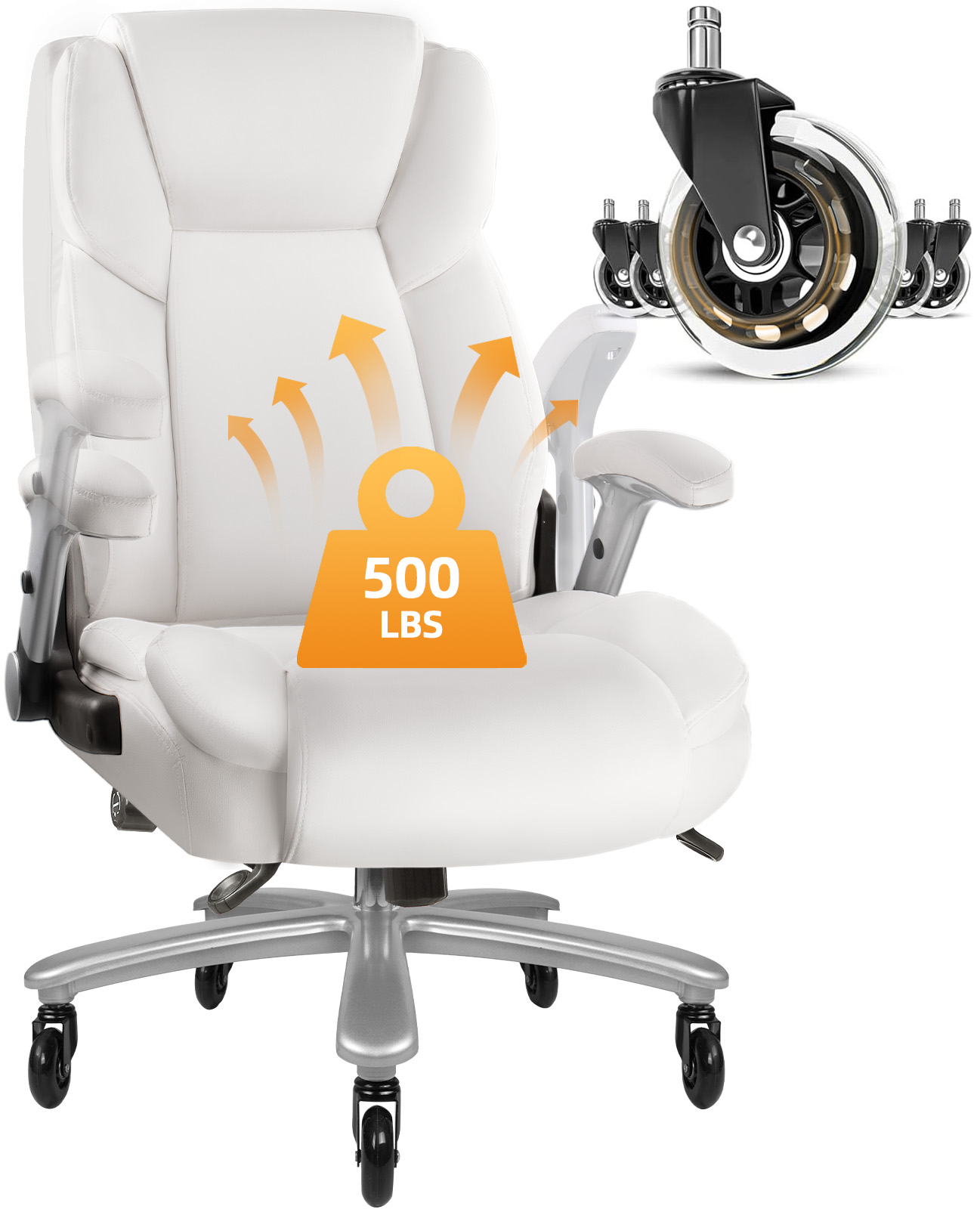 Waleaf Big and Tall Executive Office Chair with Flipup & Adjustable