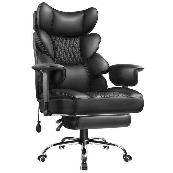 Waleaf Big and Tall Office Chair 400LBS with Adjustable Airbag Lumbar Support, Ergonomic Computer Desk Chair with Footrest