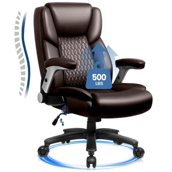 Waleaf Big and Tall Executive Office Chair with Flip-up & Adjustable Arms-Adjustable Lumbar Support,Heavy Duty High Back Computer Chair for Adults