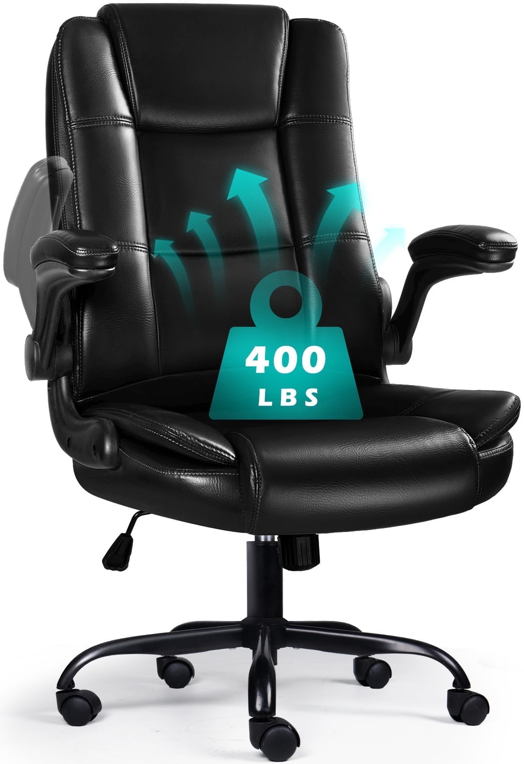 Waleaf Big and Tall Executive Office Chair with Flip-up Arms for Adult, Ergonomic High Back Adjustable Lumbar Support Computer Desk Chair