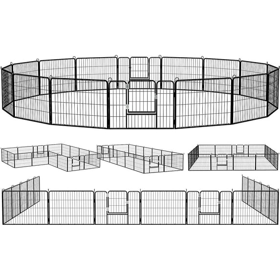 Waleaf Bold Dog Playpen for Outdoor, 16 Panels 24''/32''/40'' Height Metal Puppy Dog Fence Indoor Outdoor,Pet Exercise Pen for RV,Camping,Yard