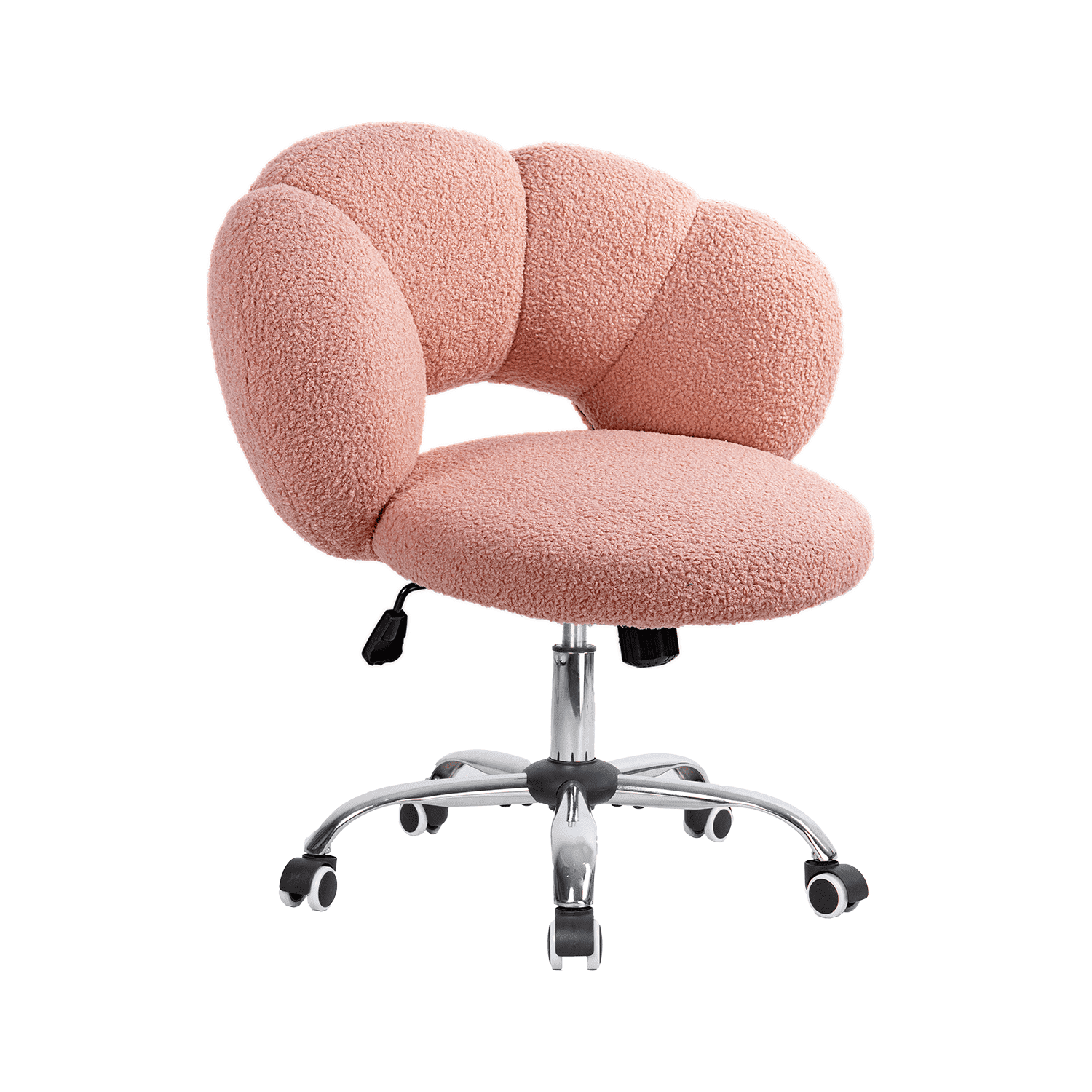 Waleaf Boucle Upholstered Desk Chair Flowers-Shaped Vanity Chair with ...
