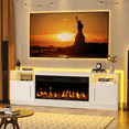 thumbnail image 1 of Waleaf 70inch Cable Management Television Stand with Electric Fireplace, Wood White, 1 of 7