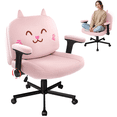 thumbnail image 1 of Waleaf Criss Cross Chair with Flip-Up Arms & Adjustable Lumbar Cushion, Wide Seat Office Chair on Wheels, Pink, 1 of 8