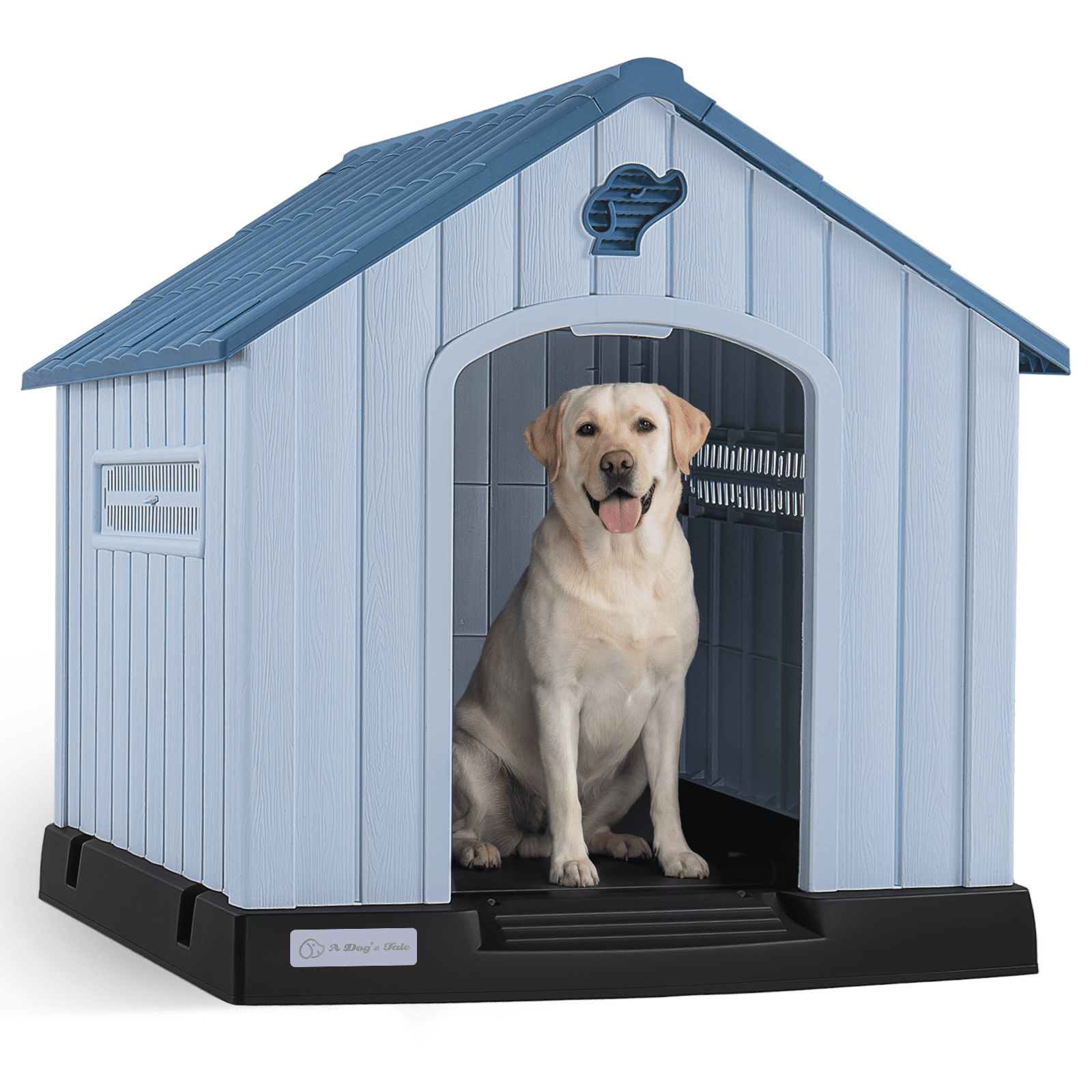 Waleaf Durable Waterproof Plastic Dog House for Small to Large Sized Dogs, Indoor Outdoor Doghouse with Elevated Floor
