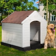 Waleaf Durable Waterproof Plastic Dog House for Small to Large Sized Dogs, Indoor Outdoor Doghouse with Elevated Floor