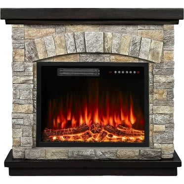Waleaf Electric Fireplace with Mantel, 36 inch Freestanding Stone Fireplace Heater TV Stand with Remote Control