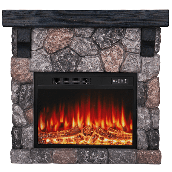 Waleaf Electric Fireplace with Mantel, 36 inch Freestanding Stone Fireplace Heater TV Stand with Remote Control