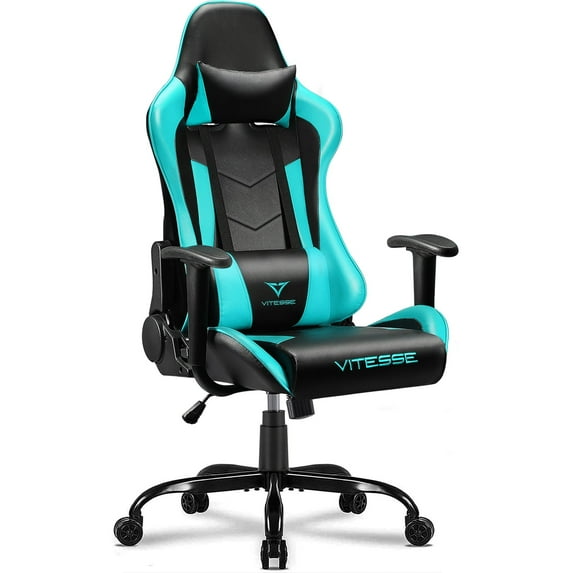 Waleaf Ergonomic Adult Gamer Chair, 330 lb Computer Chair, Racing Gaming Office Chair, Gamer Height Adjustable Swivel Chair with Lumbar Support and Headrest