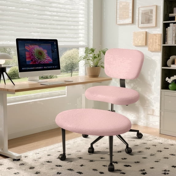 Waleaf Ergonomic Cross Legged Office Chair, Boucle ADHD & Meditation Chair for Adult, Lumbar Support Swivel Wide Seat, Yoga & Kneeling chair