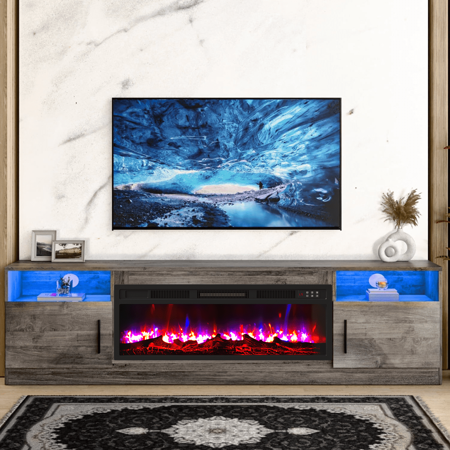 Walmart Black Friday Deals 2025 - Waleaf LED Light Fireplace TV Stand, with 36''Fireplace for TVs up to 80 inch - Walmart.com