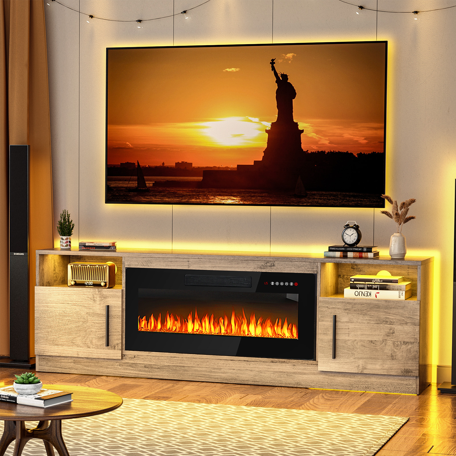 Waleaf Fireplace TV Stand with 36" Electric Fireplace