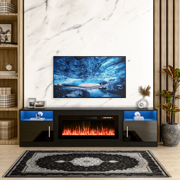 Waleaf Fireplace TV Stand with 36" Electric Fireplace for TVs Up to 90"