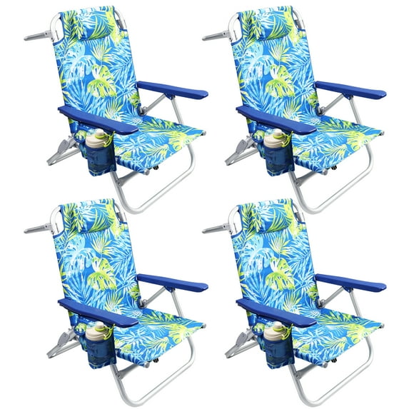 Waleaf Folding Tall Backpack Beach Chair,Camping Chairs for Adults,High Back Flat Beach Chairs with Headrest,Towel Bar,Cooler Bag,Storage Bag,Cup Holder,Phone Holder