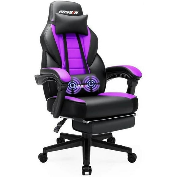 Waleaf Gaming Chair, Ergonomic Heavy Duty Design, Gamer Chair with Footrest and Lumbar Support, Large Cushion High Back Office Chair, Big and Tall Computer Chair