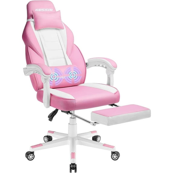 Waleaf Gaming Chair, Ergonomic Heavy Duty Design, Gamer Chair with Footrest and Lumbar Support, Large Size Cushion High Back Office Chair, Big and Tall Computer Chair